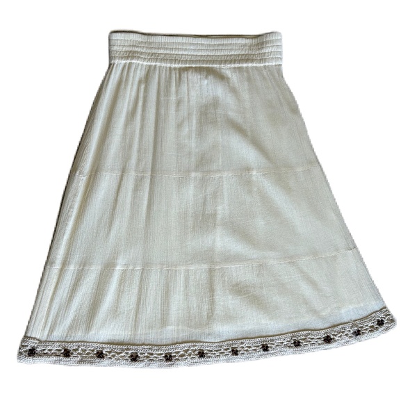 Split gauze crochet trim maxi skirt Cream Small - Picture 2 of 15